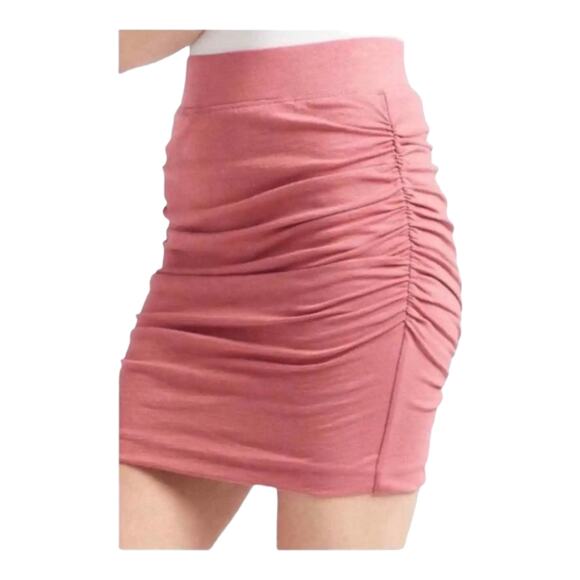 Sundry For Evereve Soleil La Lune Mauve Jam Ruched Mini Skirt Size 2 Medium New! - Picture 10 of 16